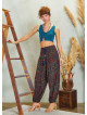 Drawstring Indigo Pattern Pants
