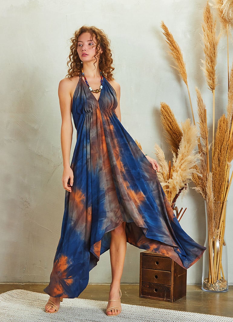 Navy bohemian dress online