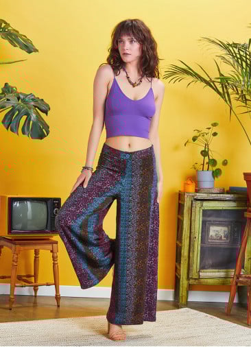 Palazzo High Waist Loose Cut Blue Floral Trousers