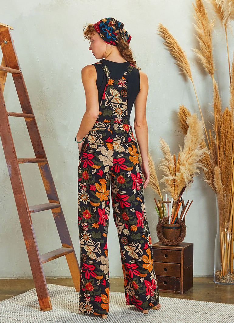 Beautiful Blooms Black Floral Print Wide-Leg Jumpsuit