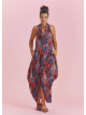 Bohemian Stylish Authentic Degaje Neck Red Patterned Dress