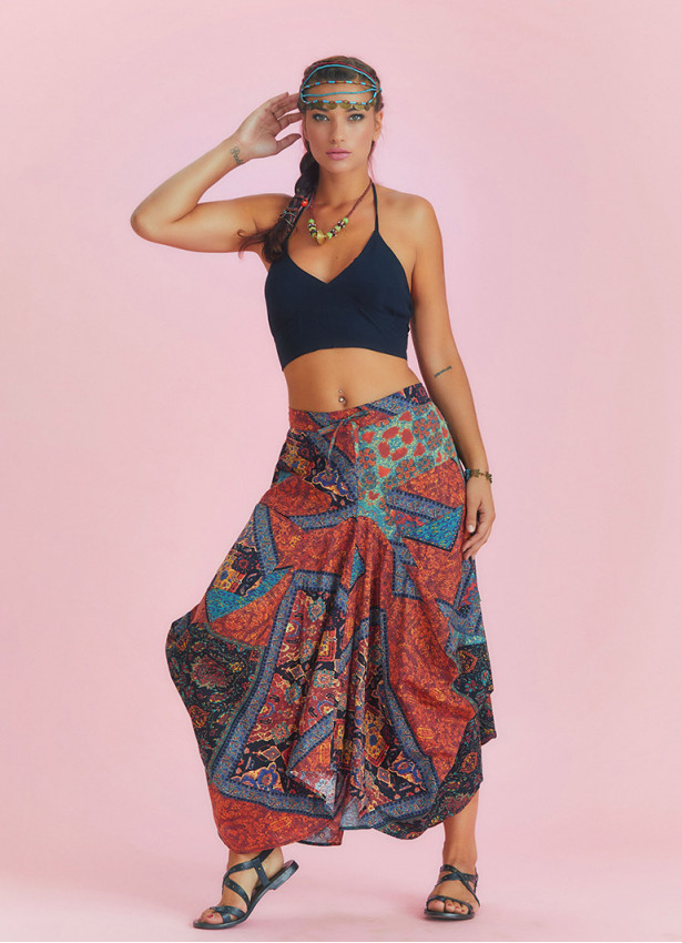 Gypsy Style Ethnic Print Cotton Long Skirt