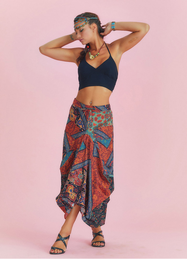 Gypsy Style Ethnic Print Cotton Long Skirt