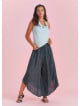 Bohemian Stylish Authentic Degaje Neck Light Grey Blouse