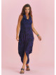 Bohemian Stylish Authentic Degaje Neck Purple Patterned Dress