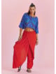 Wrap Front Loose Fit Boho Summer Red Pants