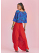 Wrap Front Loose Fit Boho Summer Red Pants