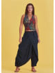 Black Wrap Front Loose Fit Boho Summer Pants