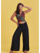 High Rise Wide Leg Black Palazzo Pants