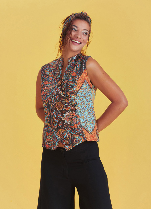 Button Down Brown Pattern Shirt