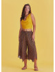 Mustard Patterned Bohemian Split Front Palazzo Pants
