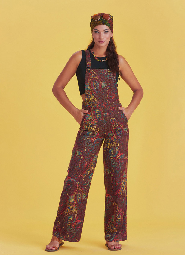 Adjustable Buckle Straps Paisley Jumpsuit