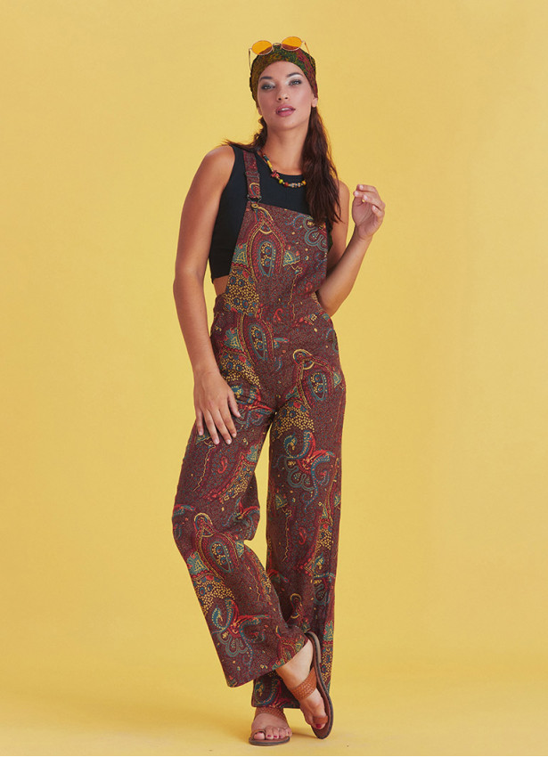 Adjustable Buckle Straps Paisley Jumpsuit