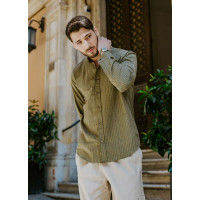 17354 Khaki Striped Short Sleeves Jumper
