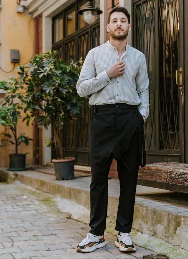 Bohemian Cotton Black Mens Harem Pants