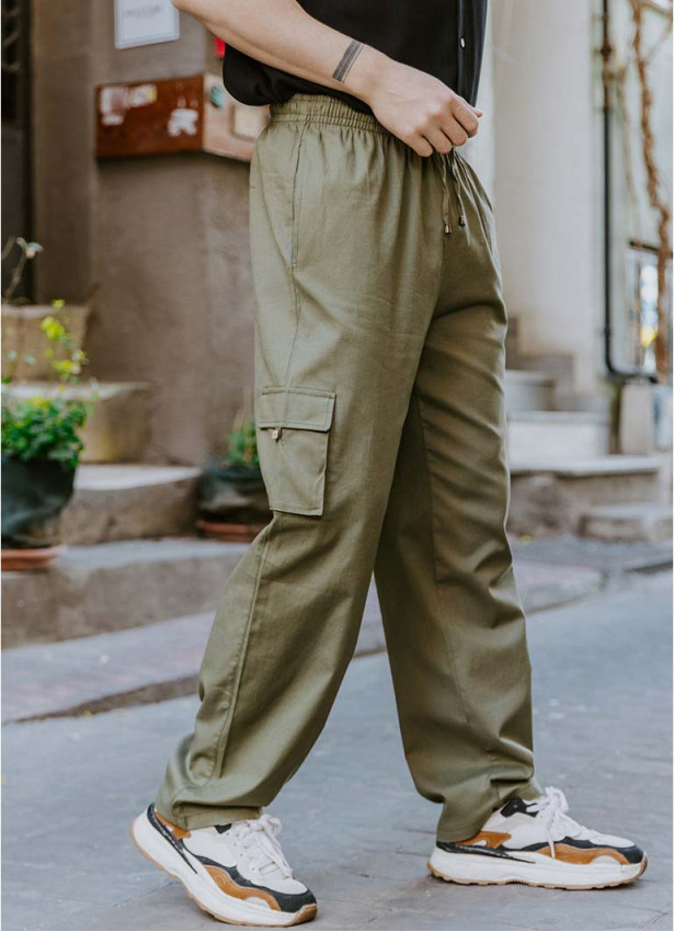 Comfortable Cut Soil Mens Trousers With Elastic Waist and Waist