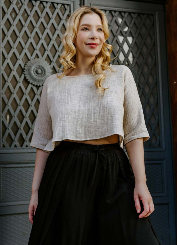 Boho Style Boat Neck Loose Plus Size Top