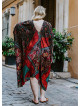 Black Print Bohemian Style V Neck Cold Shoulder Plus Size Dress