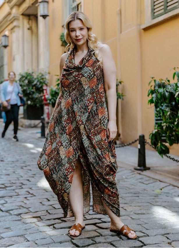 Wrap Front Cowl Neck Plus Size Dress