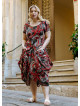 Black Print Big Pockets Half Sleeve Plus Size Dress