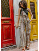 Khaki Print Adjustable Buckle Straps Boho Jumpsuit