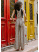 Khaki Print Adjustable Buckle Straps Boho Jumpsuit