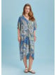 Twist Front Loose Blue Bat Wing Plus Size Dress