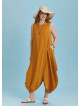Sleeveless Front Layered Yellow Baggy Plus Size Dress
