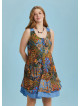 Plus Size Front Pocket Detail Green Print Sundress