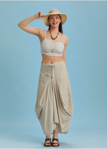 Asymmetrical Hem Detail Hippie Style Cotton Long Skirt