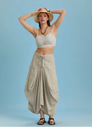 Asymmetrical Hem Detail Hippie Style Cotton Long Skirt