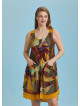 Plus Size Front Pocket Detail Khaki Print Sundress