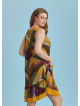 Plus Size Front Pocket Detail Khaki Print Sundress
