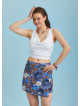 Boho Chic Wrap Front Blue Printed Skort
