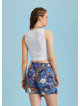 Boho Chic Wrap Front Blue Printed Skort