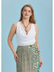 Elastic Hem Sleeveless White Cowl Neck Plus Size Top