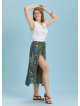 Printed Loose Fit Split Front Plus Size Pants