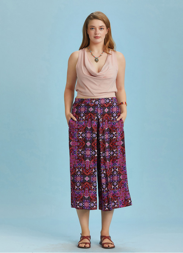 Front Pleat Detailed Blue Plus Size Pants
