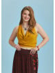 Elastic Hem Sleeveless Yellow Cowl Neck Plus Size Top