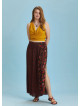 Black Floral Elastic Waist Side Slit Plus Size Skirt