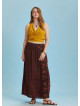 Black Floral Elastic Waist Side Slit Plus Size Skirt