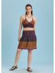 Block Print Elastic Waist Ruffled Hem Pull On Mini Skirt
