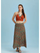 Ethnic Printed Asymmetrical Hem Flared Midi Skirt