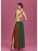 Green Floral Print Elastic Waist Side Slit Long Boho Skirt