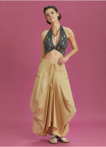 Asymmetrical Hem Detail Hippie Style Long Skirt