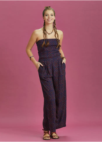 Blue Print Wide Leg Strapless Overall
