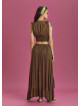 Split Front Frill Hem Green Print Long Gypsy Skirt