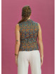 Bohem Style Cross Button Ethnic Print Blouse