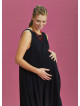 Sleeveless Front Layered Black Baggy Maternity Dress