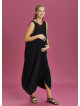 Sleeveless Front Layered Black Baggy Maternity Dress